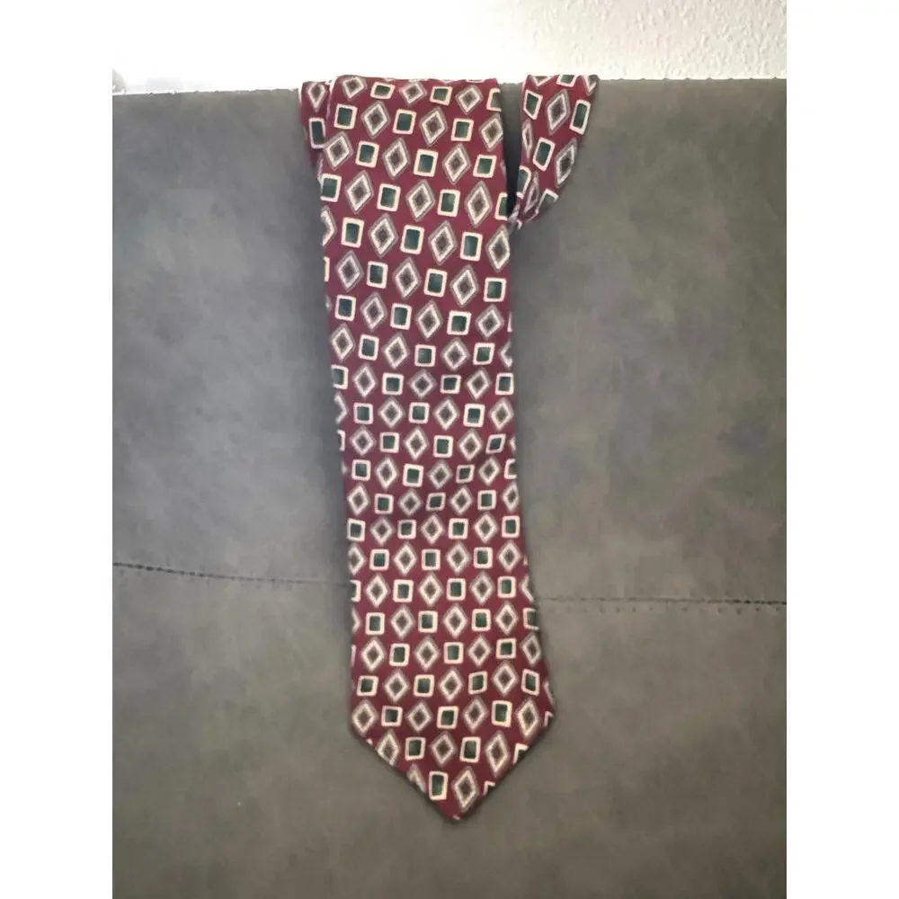 Oscar de la Renta Multi Color Geometric Print‎ Silk Mens Neck Tie